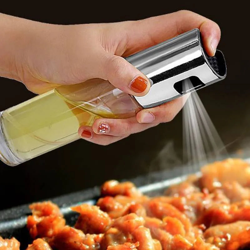 Gold push-pump oil spray bottle for BBQ and kitchen cooking with 100ml capacity