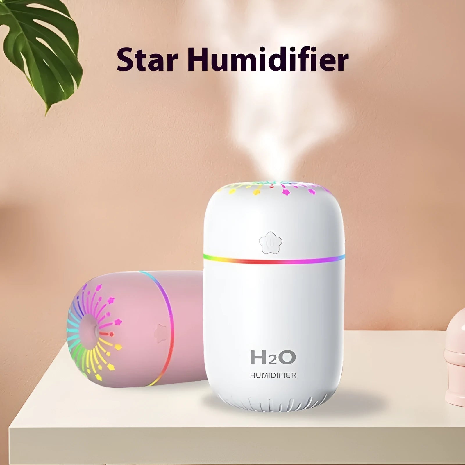 Compact white USB-powered mini humidifier with 300ml water tank