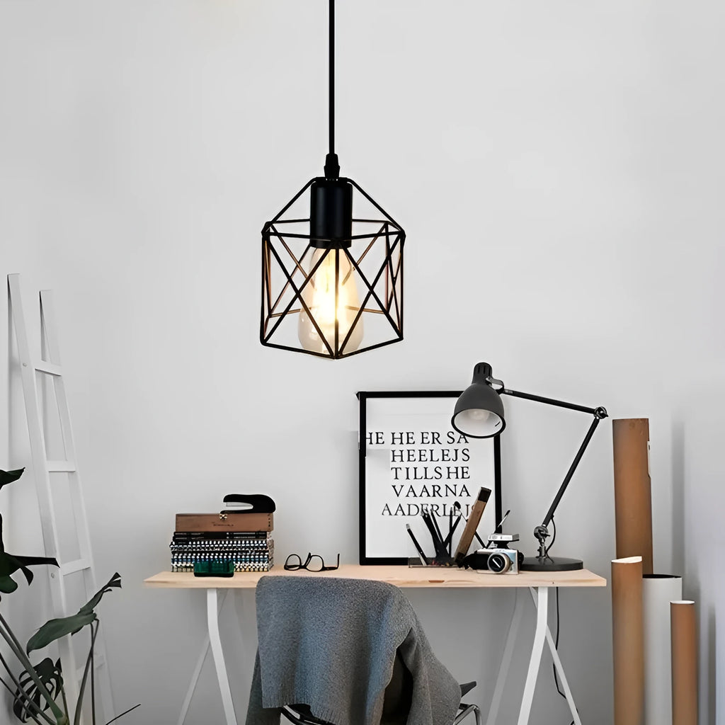 Country style decorative light with iron shade and push button switch for home lighting