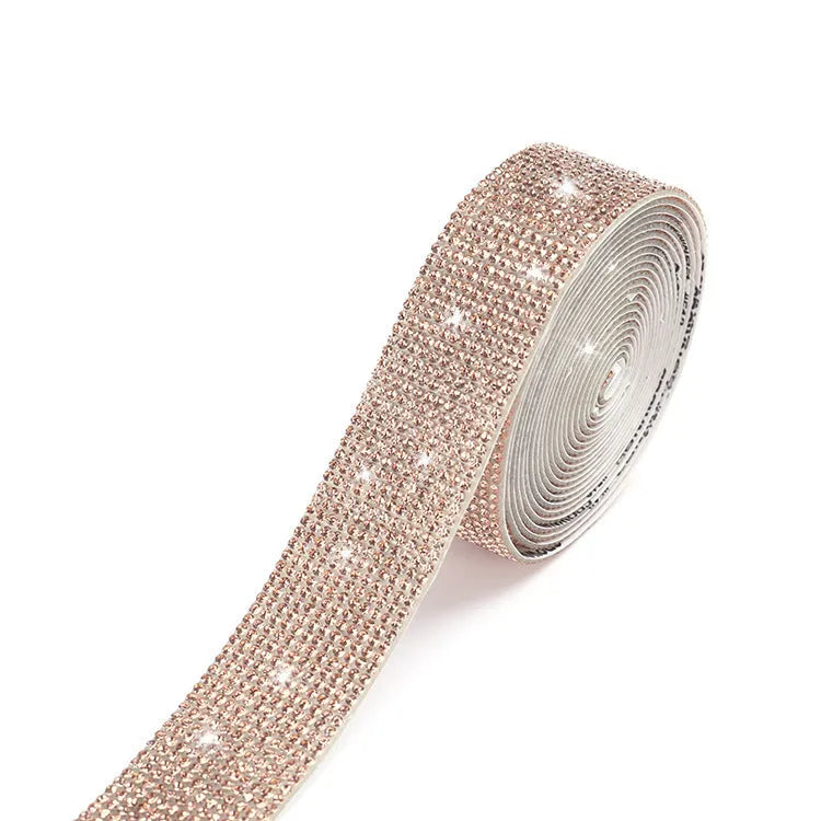 Self-adhesive water drill strip for clothing decoration in white and AB colour