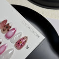 Hand-painted 3D carved nail beauty patches with embossed candy patterns in almond shape