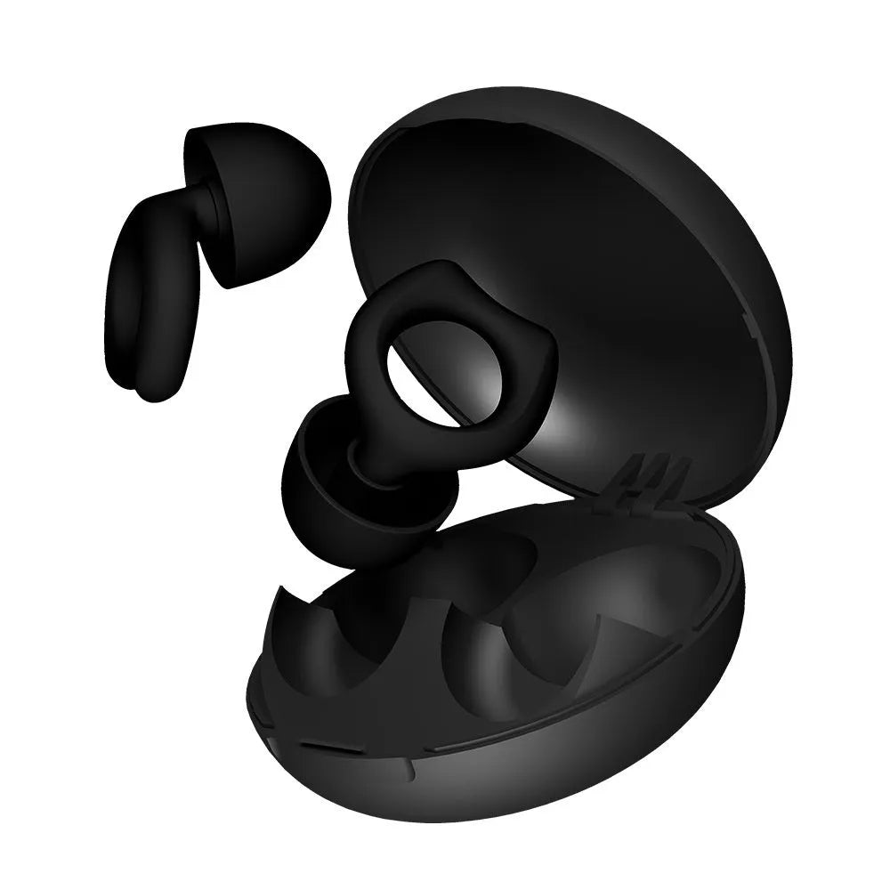 A pair of silicone soundproof earplugs in various colour options on a white background.