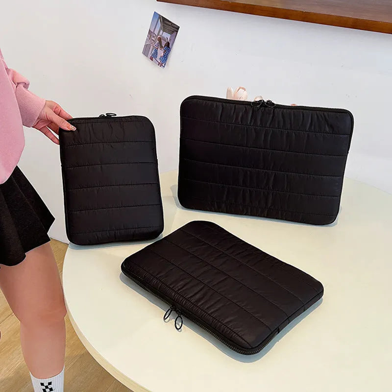Canvas laptop tablet case in solid colour with simple stitching splicing design for 13-inch computer storage