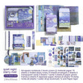 Hand Account Suit creative journal gift box open showing A6 grid notebook, paper stickers, cards, and photo frames.