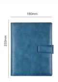 A5 hardcover PU binder notebook with metal buckle clip, shown in multiple colours.