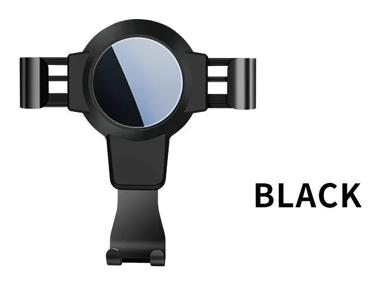 Black S4 gravity mirror ABS mobile phone bracket attached to car air conditioning port holding smartphone