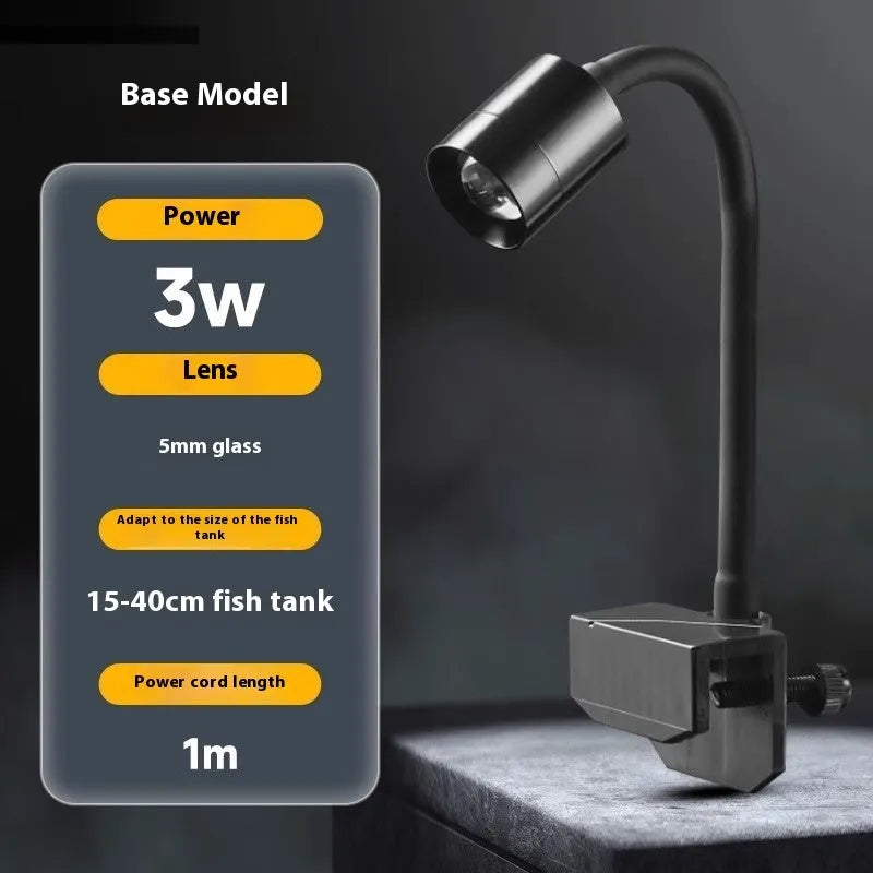 Small LED aquarium light with clip mounting option for 15-40cm fish tanks