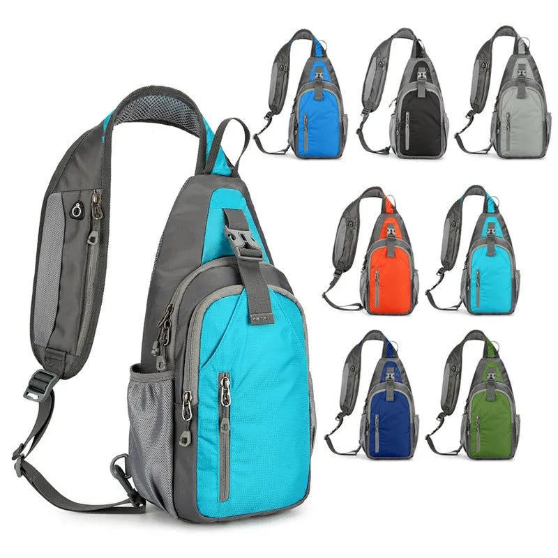 Nylon canvas crossbody chest bag in street style with contrast colour elements