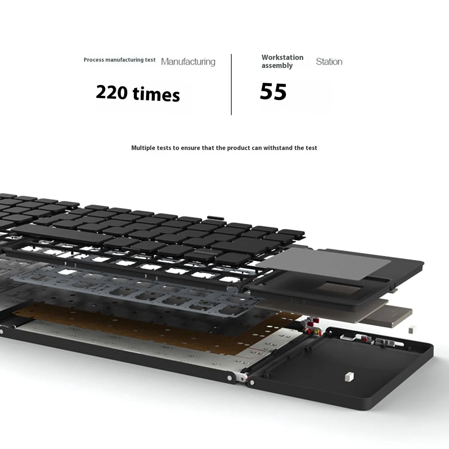 Mini tri-fold Bluetooth keyboard shown folded and unfolded with silver finish