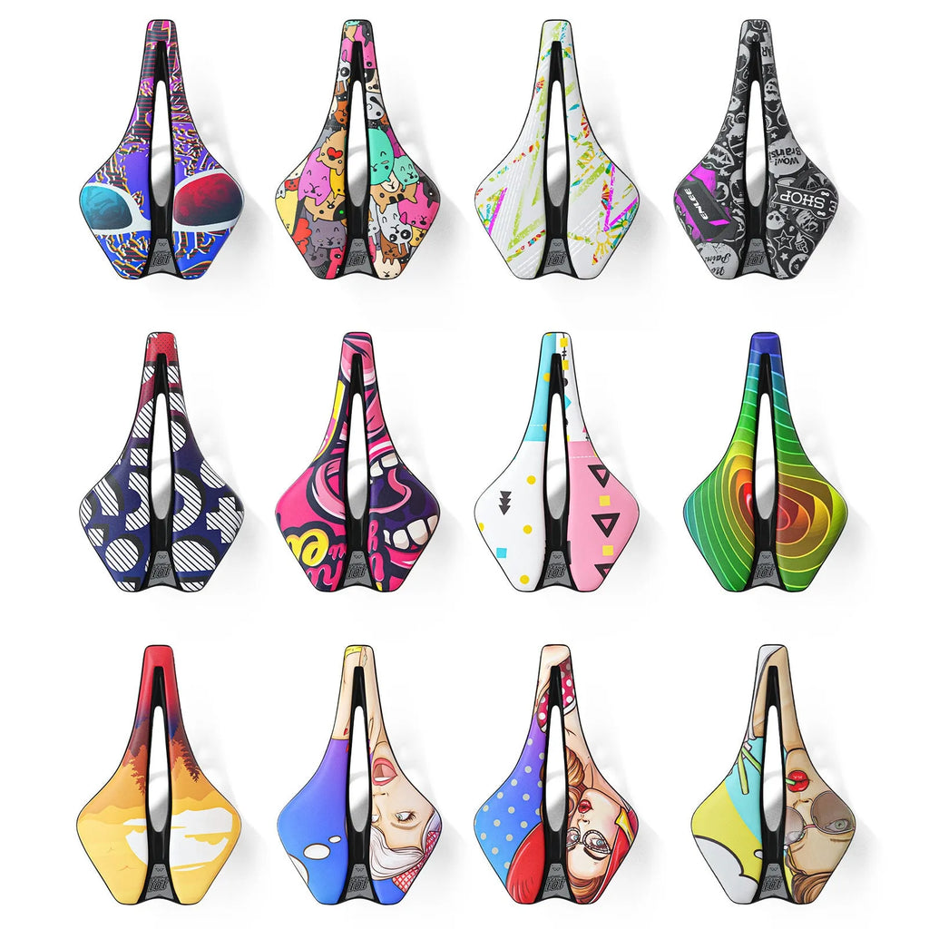 Bicycle seat cushion with ultra-light EVA cushioning and hollow design in multiple colour options