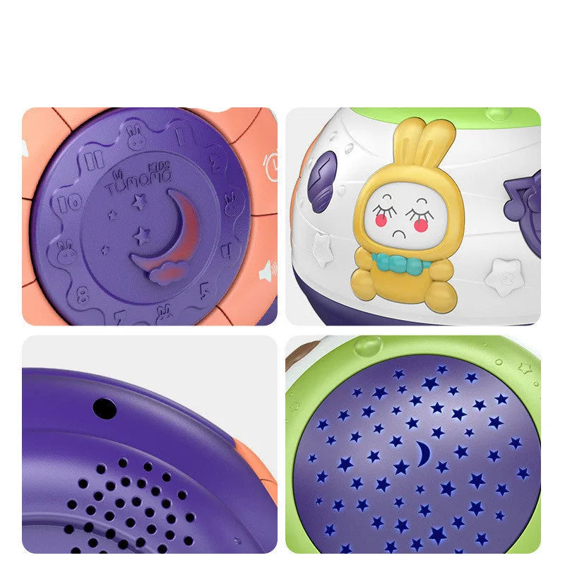 White starry sky night light projector for children with colour-changing lights and sound functions