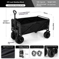Black metal camping trolley with 8-inch off-road wheels and brakes, 400kg load capacity, on outdoor ground.