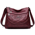 Soft PU leather women's shoulder bag in horizontal square shape with crossbody strap
