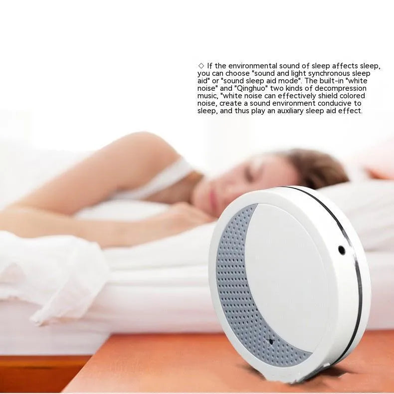 White USB-powered sleep aid device with timing and music functions for insomnia relief