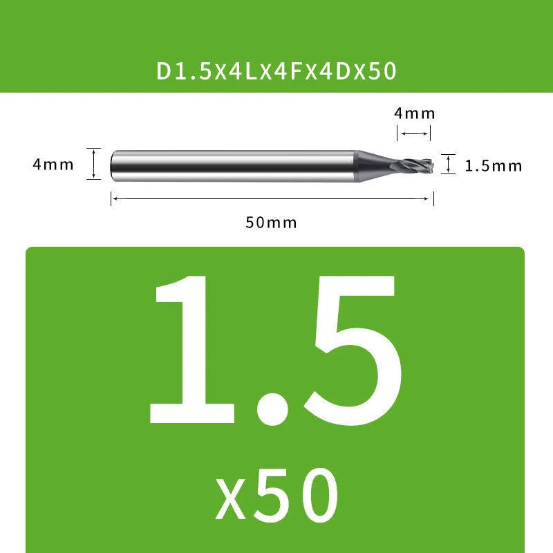 Tungsten steel 4-flute end mill for precision CNC milling machines