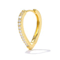A geometric heart-shaped ear clip in a gold electroplated finish on a copper base.