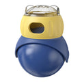 Morandi yellow and blue plastic owl-design tumbler cat feeder toy