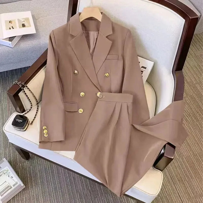 Women's loose-fit polyester blouse on a hanger, shown in a khaki colour with regular sleeves.