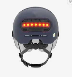 Cycling helmet with rear integrated LED brake light, available in M and L sizes