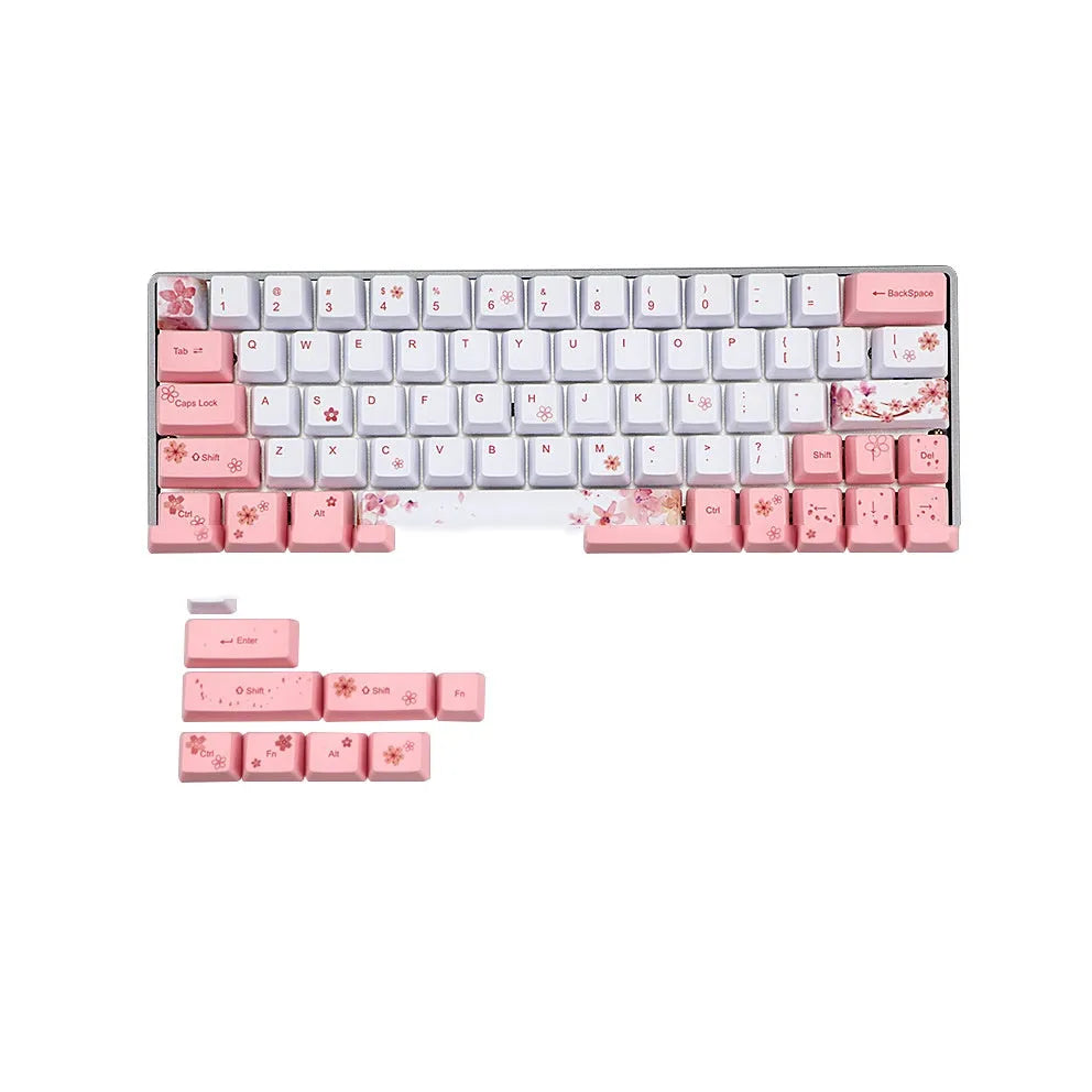 Pink PBT mechanical keyboard keycaps with five-sided sublimation printing