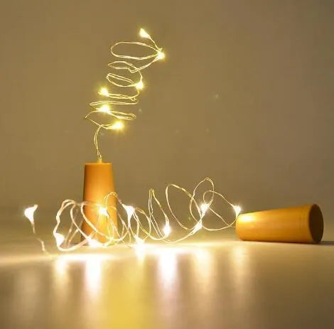 LED wine bottle string lights with copper wire and 20 warm white LEDs for decorative lighting