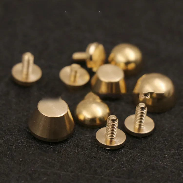 Brass decorative buckle and foot nail jewellery findings in 10x6mm and 12x7mm sizes.