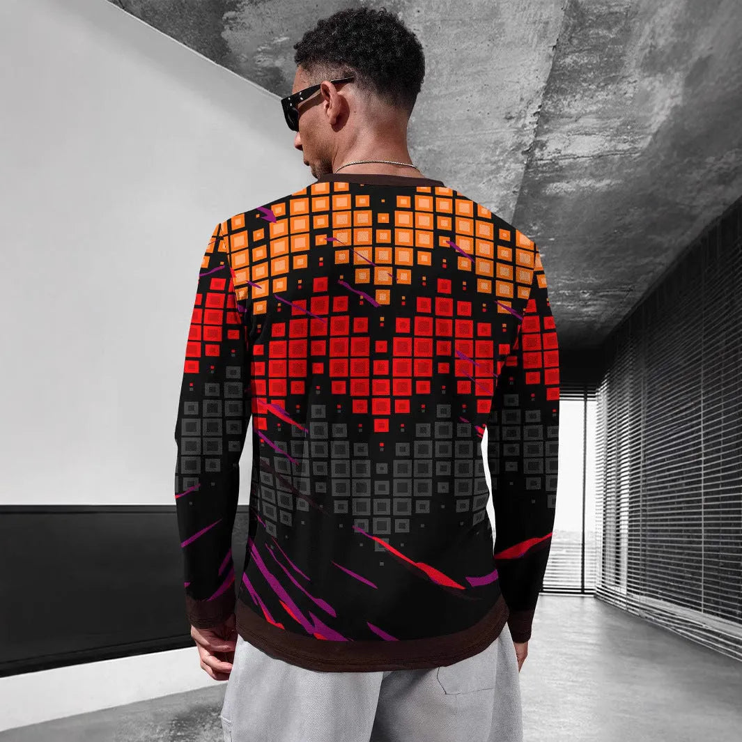 Men's milk silk long sleeve pullover with round neck in multiple colour options