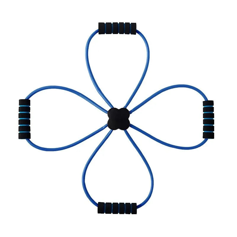 Blue eight character shaped TPR resistance puller for shoulder fitness exercises.
