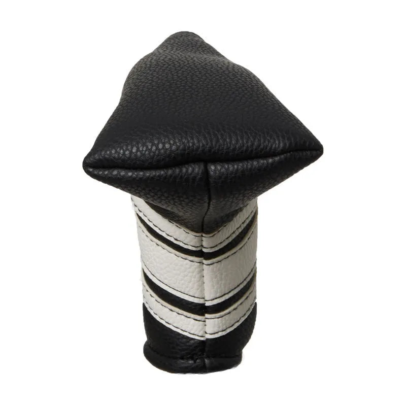Black PU leather sleeve case for protecting a golf push rod shaft.