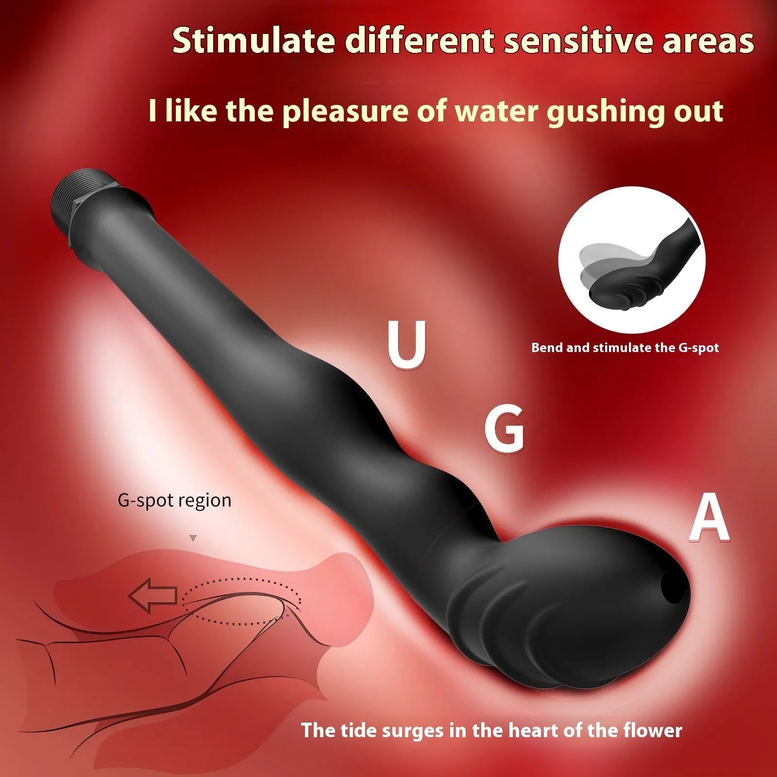 Black silicone hosepipe flusher cleaning tool for garden washing.