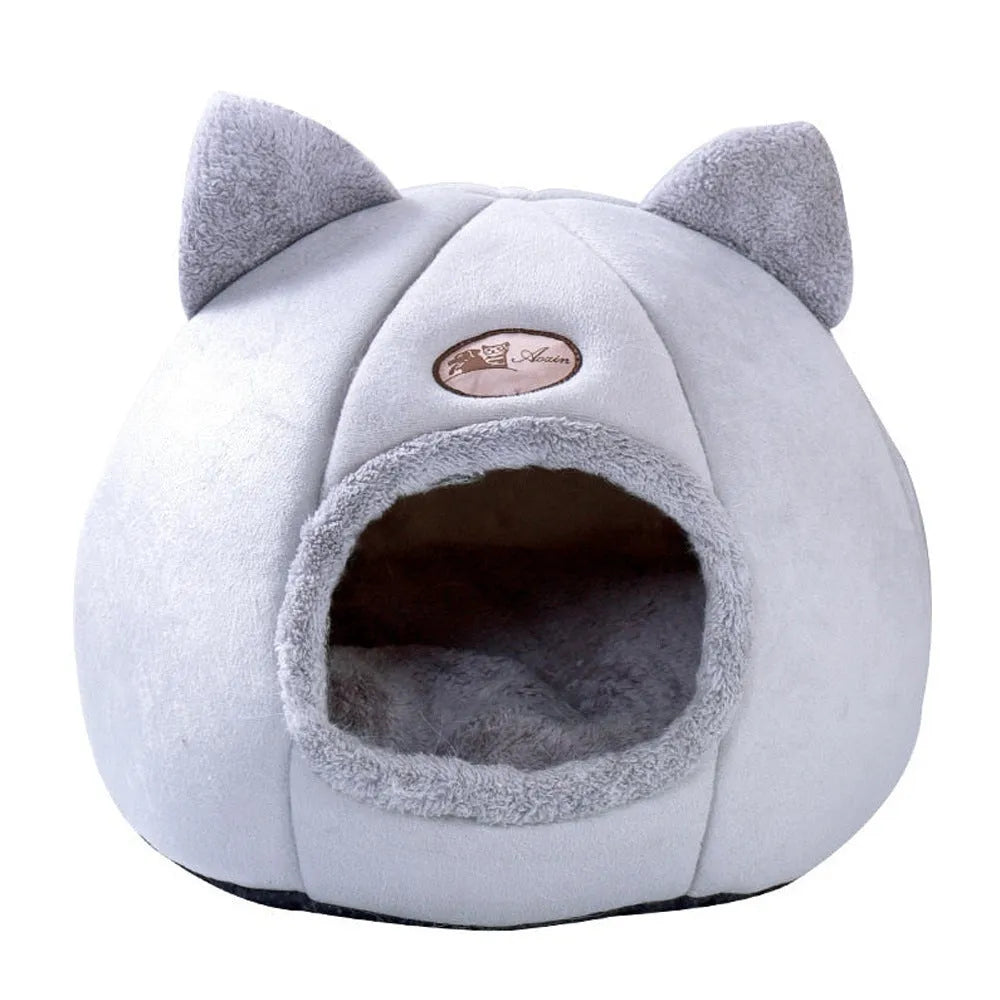 Fully enclosed cat sofa bed, a warm winter nest for indoor use, shown in a large size.