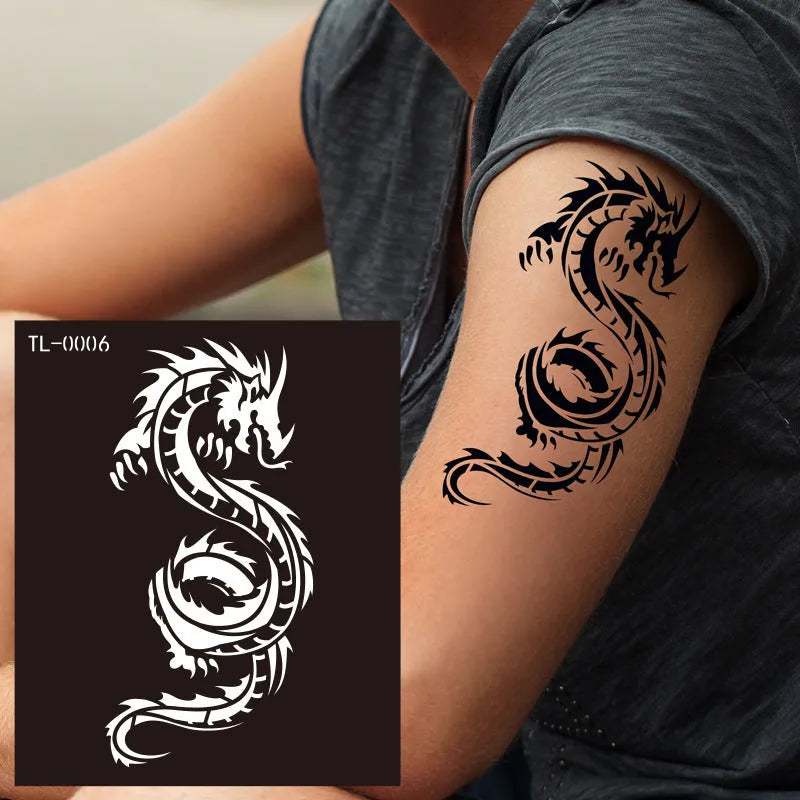 Hollow juice inkjet temporary tattoo sticker with geometric design, 85x100mm, on skin
