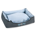 Soft dog bed with removable cover shown in three sizes for small to medium pets