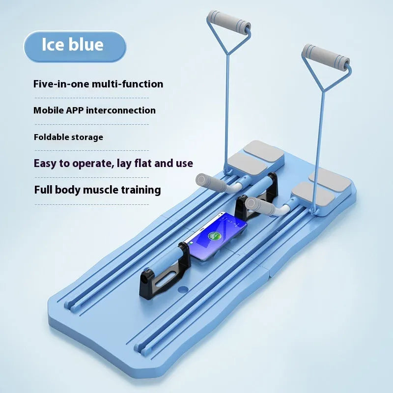 Blue multi-functional fitness board for abdominal exercises and core training at home
