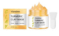 A 50g pot of yellow turmeric glossy mud mask with a small application brush.