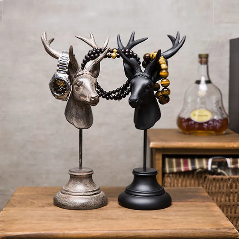 A black, white, or wood-coloured animal model sculpture made from natural resin for home decoration.