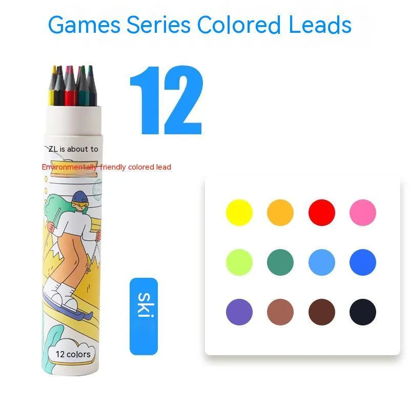 Zhenglin Sports Series colour pencils with paper barrel in multiple colour set options