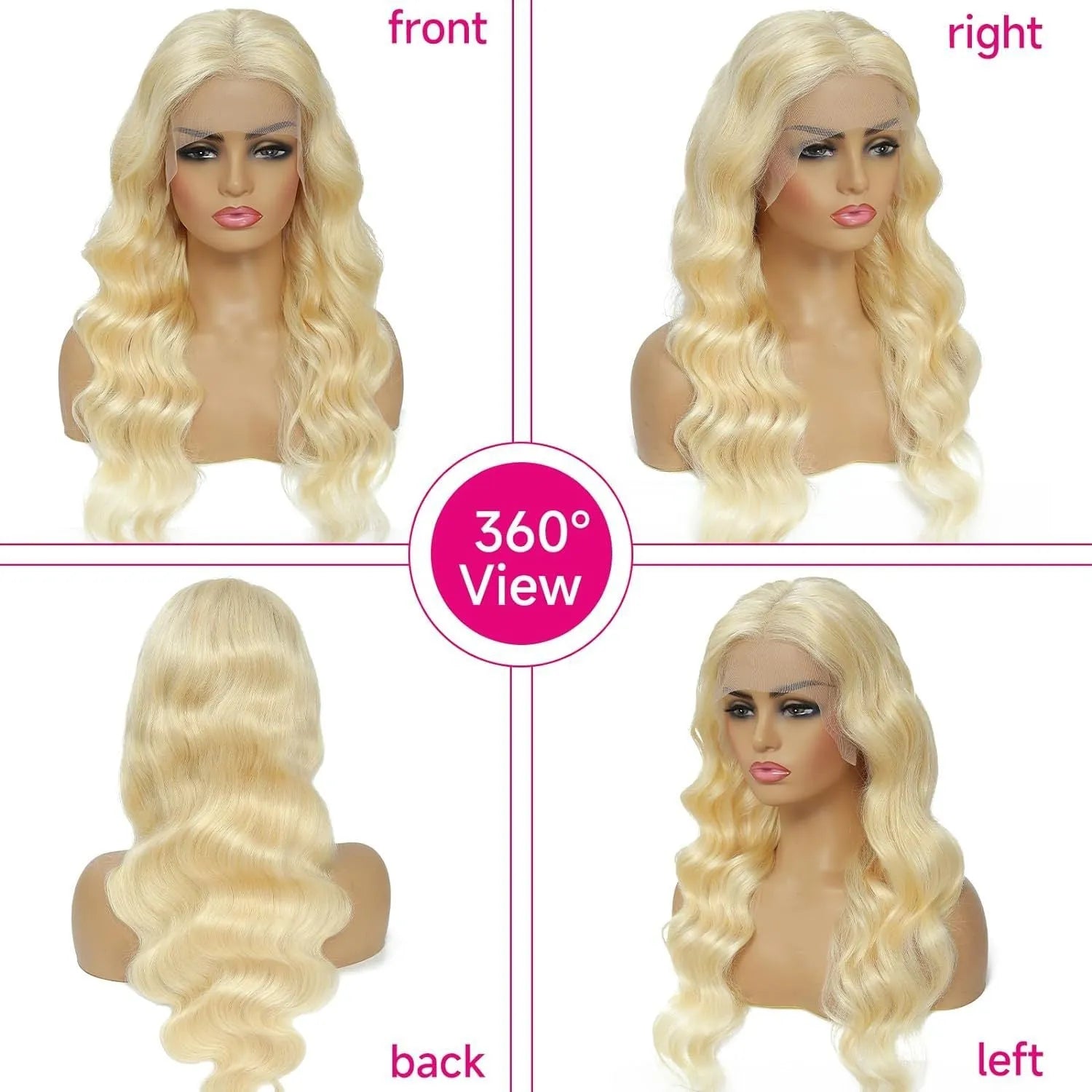 Women's synthetic front lace curly wig in M1539613 colour on a stand.