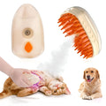 Yellow multifunctional cat steam brush with silicone teeth, water tank, and UV lamp.
