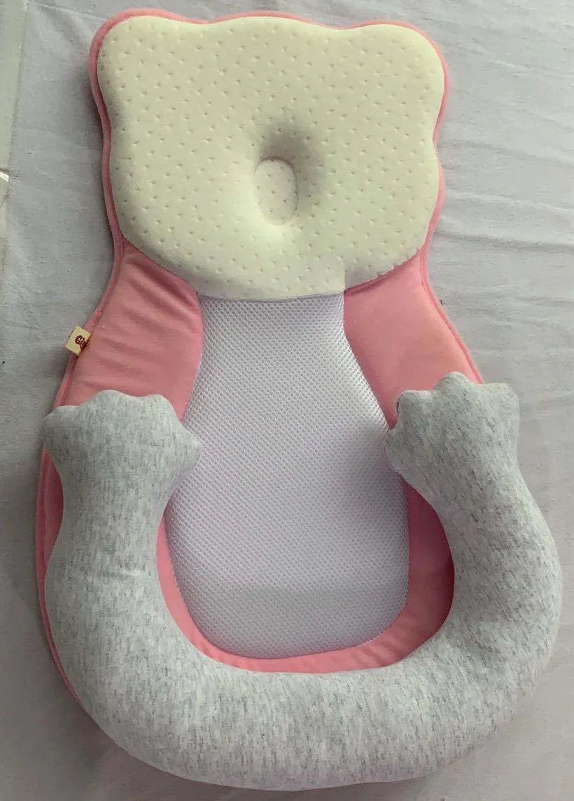Portable folding baby travel crib with integrated soft cotton sleep cushion for newborns