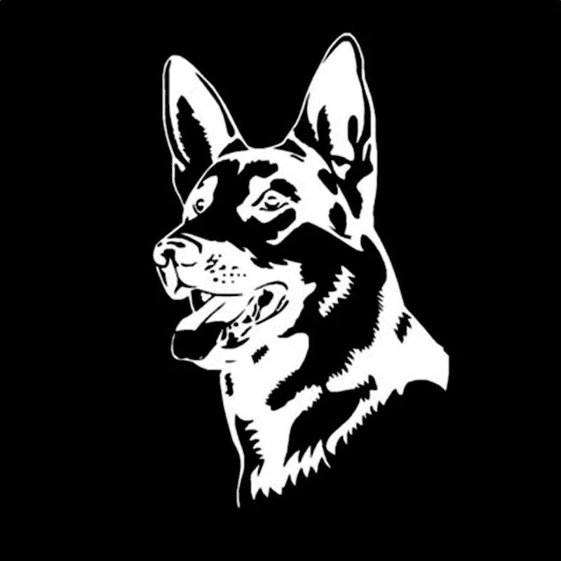 Reflective hunting dog Alsace Shepherd vinyl car sticker in multiple colour options