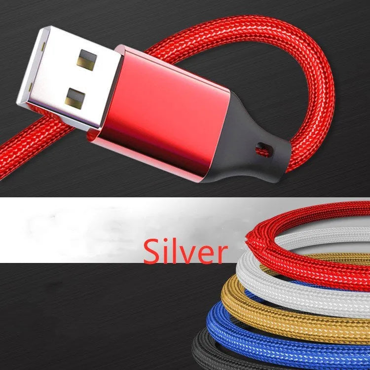 3-in-1 charging cable with nylon braid in multiple colour options