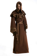 Adult wizard costume in picture colour, full-length cotton robe with hood for Halloween