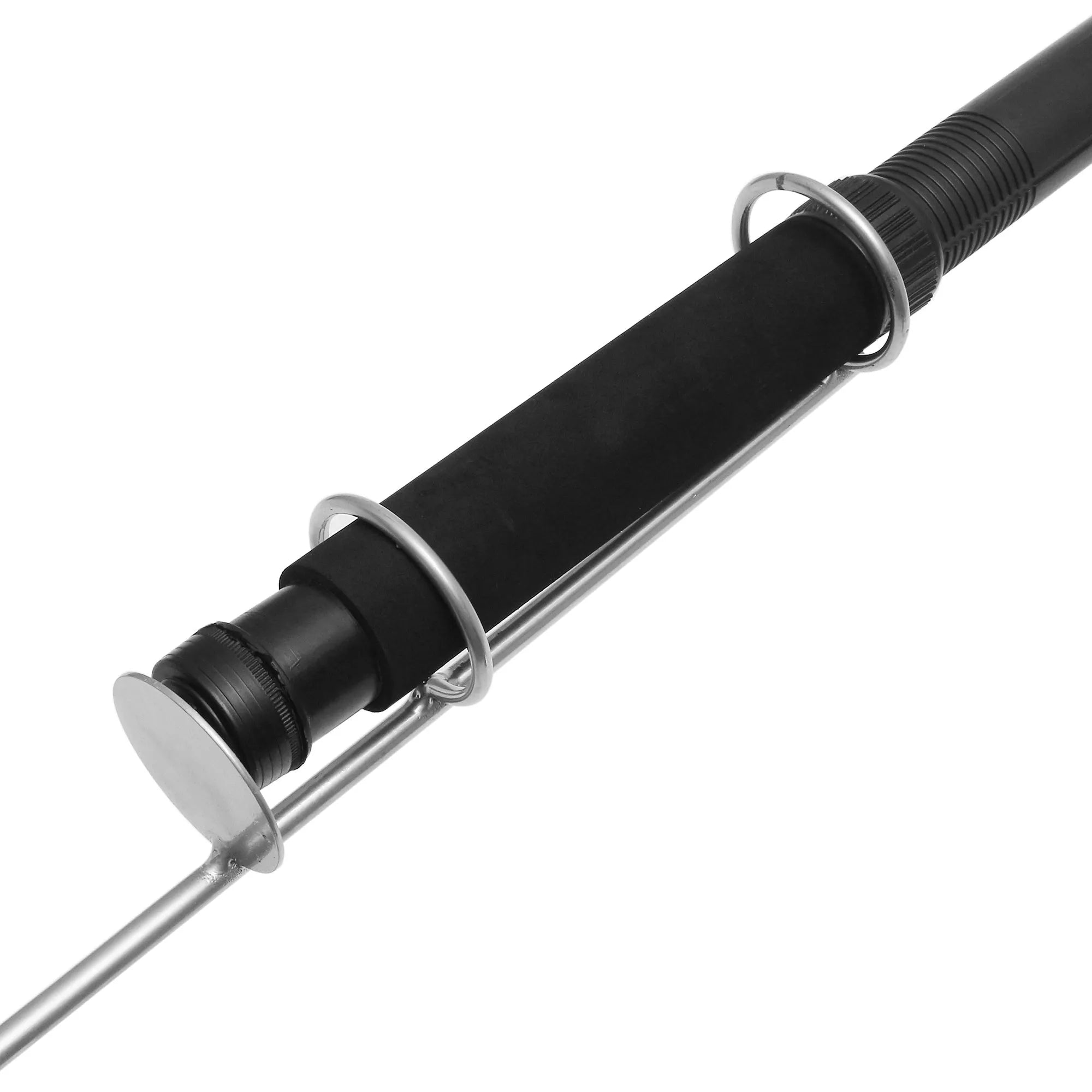 White LED fishing rod light unit mounted on a tall telescopic pole with a remote control