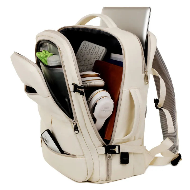 Waterproof Oxford cloth backpack for business travel with multiple pockets and laptop compartment