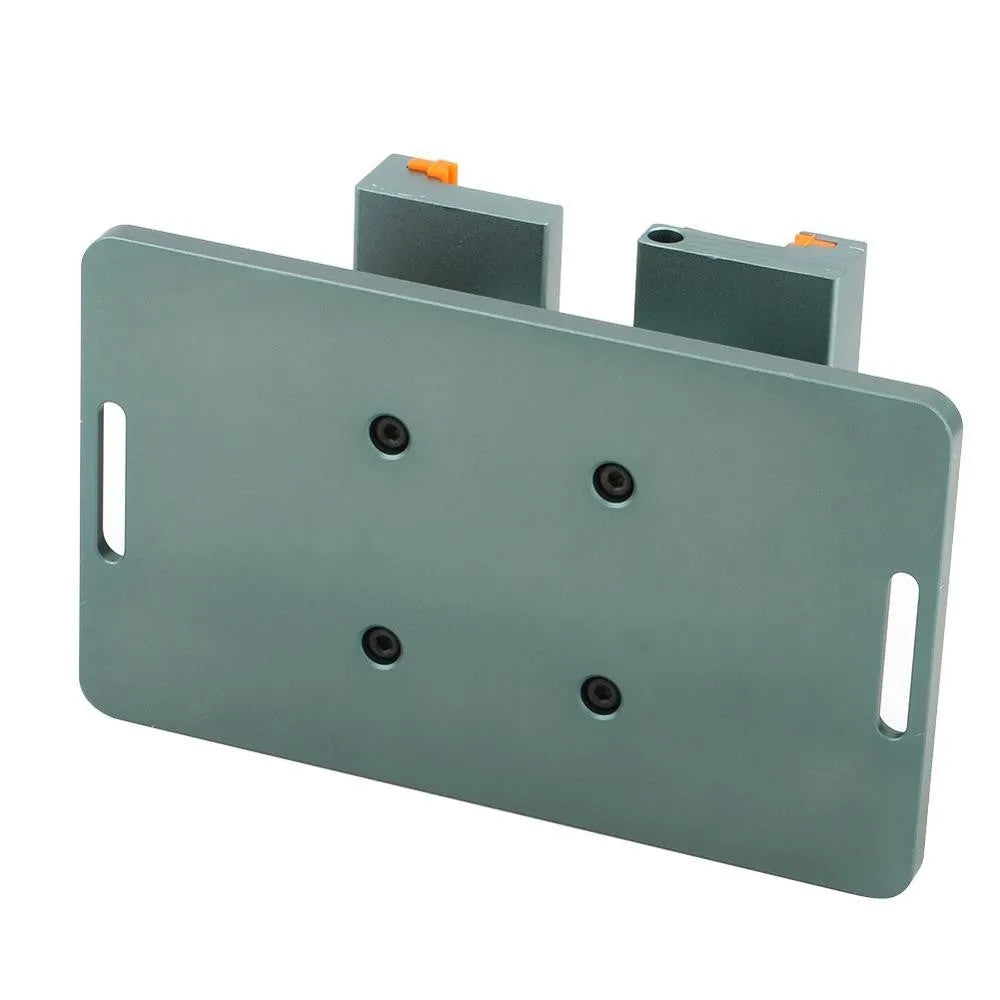 Mobile phone repair fixture with adjustable arms and silicone grips, shown with a demolition crowbar.
