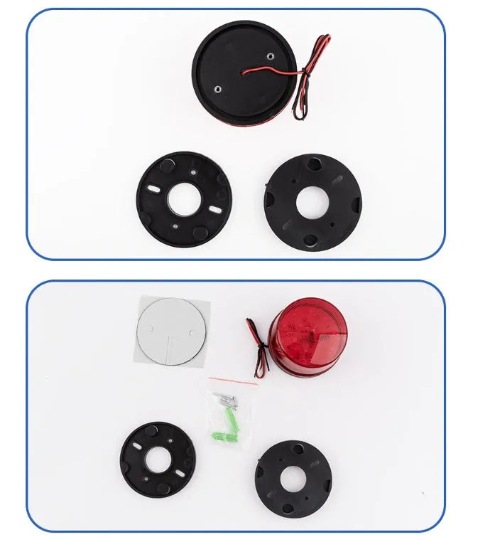 HC-79 small round red vehicle warning light with strobe and siren on mounting base
