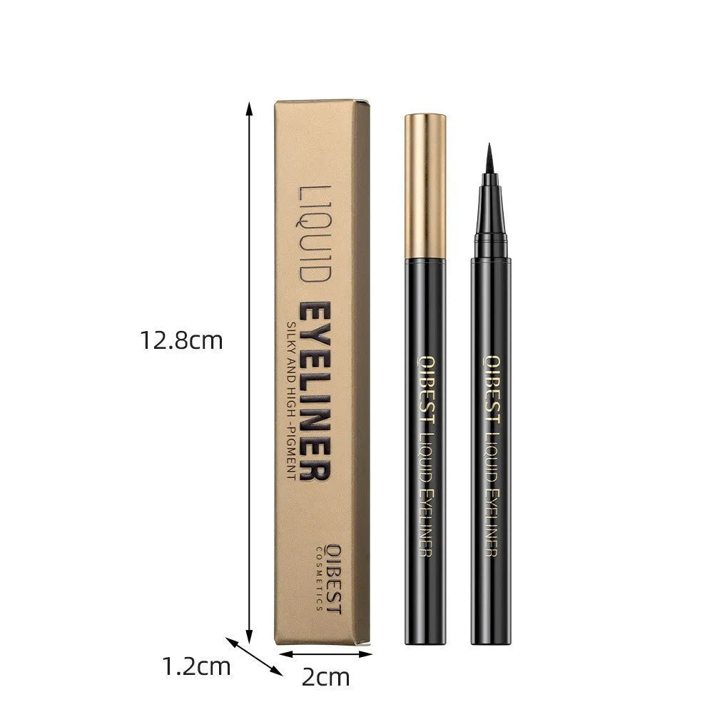 Black liquid eyeliner pen with fine brush tip for precise application