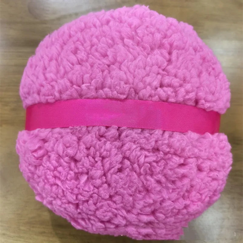 Large rectangular plush powder puff for makeup in pink, white, and skin colour options.