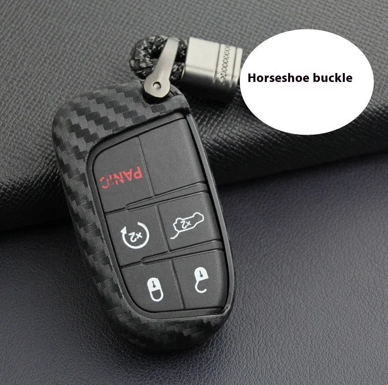 Silicone car key case with carbon fibre pattern for Dodge Chrysler Fiat vehicles